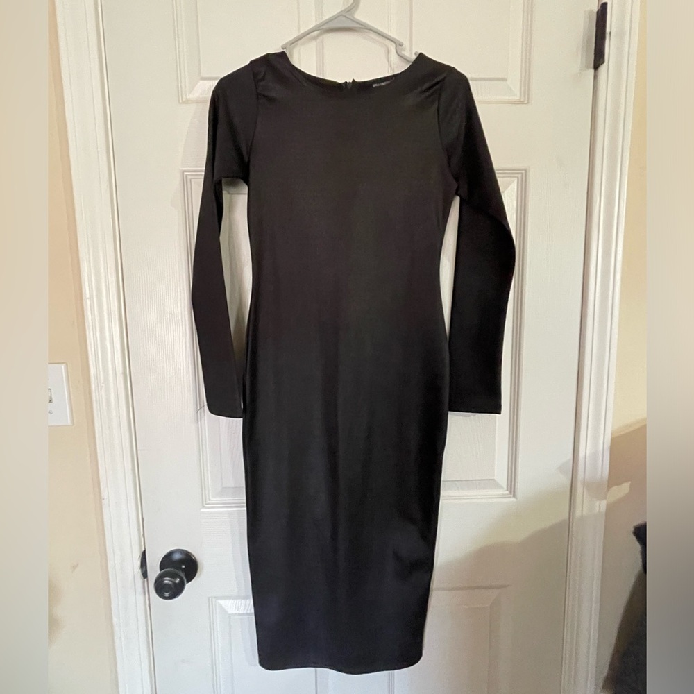 Missguided Black Crocodile Embossed Midi Dress